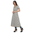 thumbnail image 2 of Moomaya Longues Robes Tuniques en Coton Imprimé à Manches Courtes avec Fente avant pour Femmes, 2 of 6