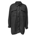 thumbnail image 5 of WEIYLL Womens Fleece Jackets Shirt Oversized Button Down Long Shacket Pockets Black Fall Tops Size XL, 5 of 5