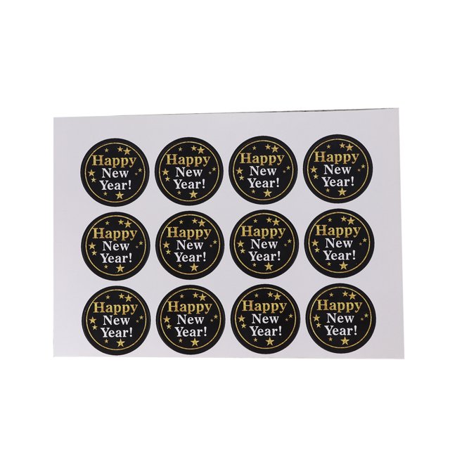 120PCS 2020 HAPPY NEW YEAR Round Black Seal Sticker DIY Cookie Bags Labels Round Adhesive Sealing Baking Packaging Envelope Gift Box Decoration Sticker