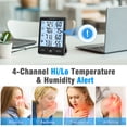 thumbnail image 3 of Geevon Indoor Outdoor Thermometer Wireless, Large LCD Display Digital Hygrometer Thermometer Temperature Humidity Monitor with 3 Remote Sensors and Backlight, Battery-Powered(Black With Backlight), 3 of 10