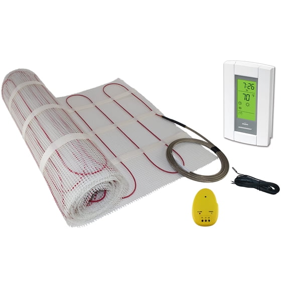 200 Sqft, 240 Volt Mat Electric Radiant Floor Heating System, Heated Floor System, Includes Radiant Floor Heating Thermostat and Sensor. Under Tile Floor Heating System for Heated Floors, Radiant Heat