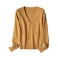 thumbnail image 1 of MAWCLOS Ladies Cardigan Sweater Long Sleeve Outwear V Neck Coat Soft Travel Button Down Jacket Yellow 2XL, 1 of 2