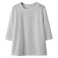 thumbnail image 3 of FAOWME T-Shirt Mode Fille Couleur Unie Col Rond Confortable Gris 3-4 Ans, 3 of 4