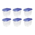 thumbnail image 1 of Hefty 6 Pack 32 Quart Hi-Rise Stackable Plastic Storage Bin with Lid, Blue, 1 of 6
