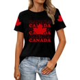 thumbnail image 1 of Fgnfyis T-Shirts Graphiques pour Femmes pour l'Été, Tenue Décontractée, Confortable, Manches Courtes, Col Rond, Tee avec Imprimé Patriotique de la Fête du Canada, T-Shirts pour Femmes, Noir, P, 1 of 4