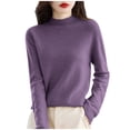thumbnail image 1 of 2025 Femmes Pur Manches Longues Chauffe-Corps pour Temps Froid Col Rond Doux Chaud Chandail Thermique Tricot Automne, 1 of 6