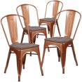 thumbnail image 1 of 4 Pk. Copper Metal Stackable Chair with Wood Seat, 1 of 7