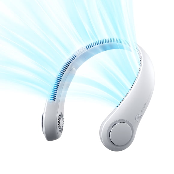 Ventilateur de Cou JISULIFE, 5 Vitesses, Rechargeable 4000 mAh, Refroidisseur Portable Réglable pour l'Intérieur/l'extérieur