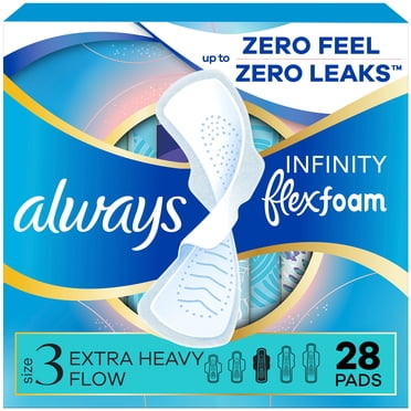 Serviettes Always Infini FlexFoam, très abondant, avec ailes, pour femmes, taille 3, sans parfum, 28 serviettes