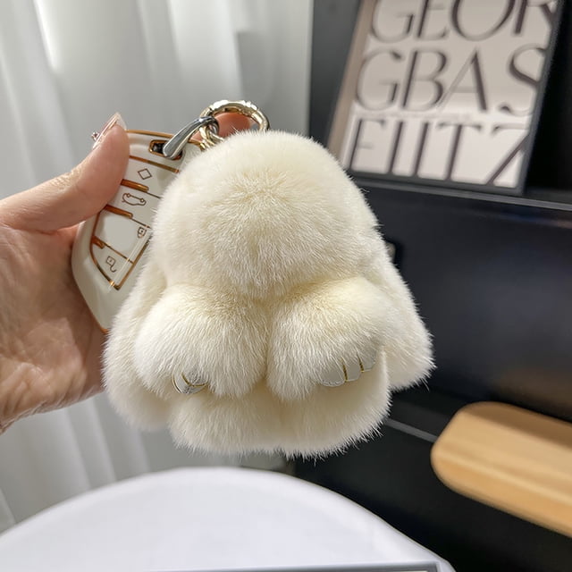 TopLLC Handmades Soft Bunny PomPom Charmss Bunny Car Key Chain Pendant Key Ring