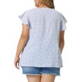 thumbnail image 4 of Agnes Orinda Hauts Floraux pour Femmes Grande Taille Col Rond Manches Courtes Évasées Blouse Décontractée Printemps Été 2X Violet, 4 of 8