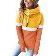 thumbnail image 1 of Pompotops Femmes Casual Patchwork Pull Tulleck Hoodies Manches Longues Cordon à Capuche Tops Sweatshirt, 1 of 6