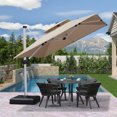 thumbnail image 1 of PURPLE LEAF Parasol de Patio Carré de Luxe 9 Pi, Grand Parasol Déporté à Mât Décentré avec Rotation à 360°, Beige, 1 of 9
