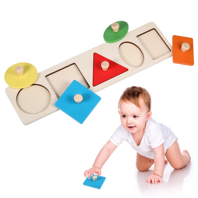 Dalazy Geometric Shape Puzzles With Knobs Toys Designed For Young Minds Encourage 1Set