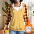 thumbnail image 2 of Chbgutlmr Sweatshirt for Women Raglan Long Sleeve Casual Plaid Jackets Drawstring Zip up Hoodies Pockets, 2 of 8