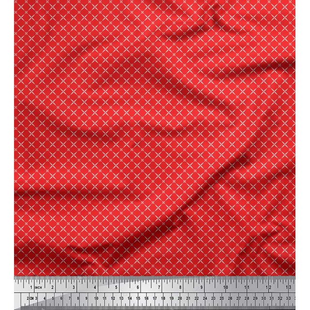 Soimoi Rayon Crepe Fabric Geometric Small Decor Fabric Printed Yard 46 Inch Wide