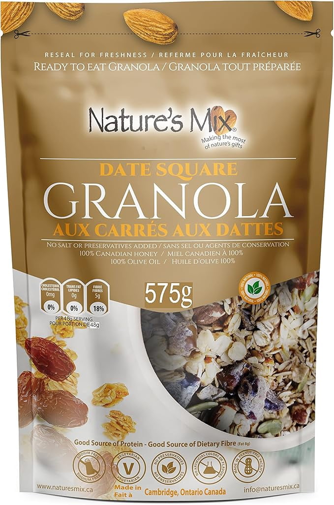 MADE IN CANADA - Nature's Mix Date Square Granola, Resealable Bag, 575g