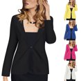 thumbnail image 1 of QIPOPIQ Blazer Confortable à Basque pour Femmes, Décontracté, Travail Bureau, Chic, Double Revers, Bouton Unique, Liquidation, 1 of 7