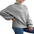 thumbnail image 4 of Fall Winter Womens Turtleneck Oversized Sweaters Long Sleeve Pullover Loose Chunky Knit Jumper, 4 of 7