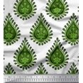 thumbnail image 1 of Soimoi Green Heavy Canvas Fabric Floral Block Printed Fabric 1 Yard 58 Inch Wide, 1 of 5