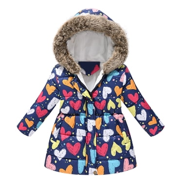 Kcodviy Manteaux d'Hiver pour Tout-Petits Garçons Filles, Manteaux d'Hiver pour Adolescentes, Manteau à Imprimés de Dessins Animés, Manteau à Capuche C9, Veste Épaissie Coupe-Vent à Fermeture Éclair, Vestes de Course pour Filles, Manteau Chaud