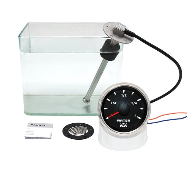 52mm Water Level Meter With 7 Colors Backlight 100-600mm 0-190 Ohm Water Level Sensor For Marine Boat Car Water Level Meter ,Easy to Install