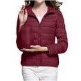 thumbnail image 1 of WRKEKC Lightweight Hooded Parka for Women, Solid Color Long Sleeve Full Zip Coat with Secure Pockets and Ribbed Cuffs, Transitional Season Layer Wine M, 1 of 4