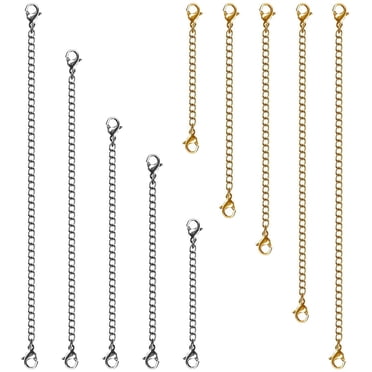 Riforla Necklace Extenders, 10Pcs Stainless Steel Gold Silver with 5 Lengths Womens Jewelry Multicolor