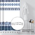 thumbnail image 2 of Rideau de Douche Tribal de Ferme Extra Long 72"x84 Pouces Bleu et Blanc avec Crochets en Plastique, Lavable à la Machine, Imperméable, Tissu Polyester, Rideau de Salle de Bain Moderne Boho pour Déco de Salle de Bain, 2 of 5