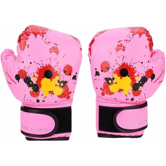 Gants de Boxe pour Enfants, Gants de Boxe en Similicuir à Motif pour Enfants, Gants d'Entraînement de Sparring pour Débutants