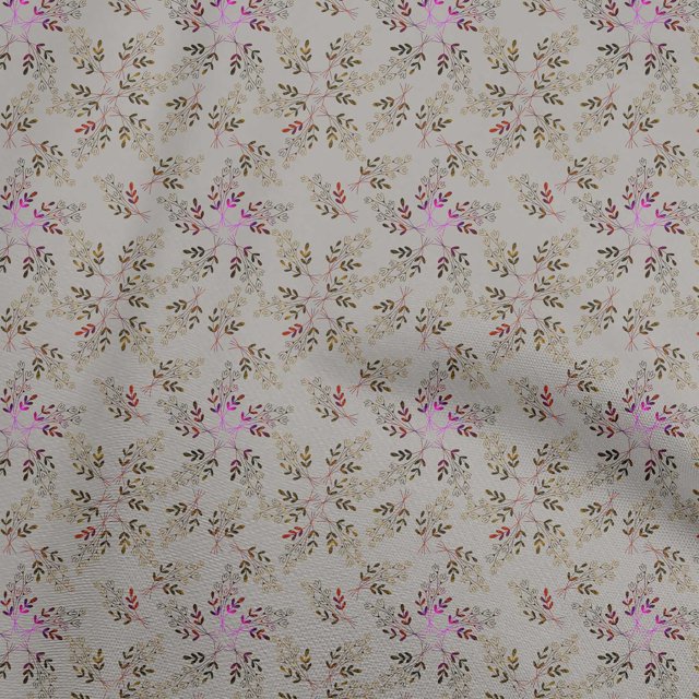 oneOone Polyester Spandex Gray Fabric Leaves Sewing Craft Projects Fabric Prints By Yard 56 Inch Wide
