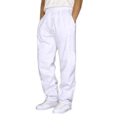 Ketyyh-chn99 Pantalon de Golf pour Hommes Mode Automne Pantalon Hop pour Hommes Décontracté Couleur Unie Pantalon de Survêtement à Lacets Pantalon d'Entraînement avec Poche Blanc,2TG