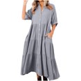 thumbnail image 1 of Gspmoly Robe d'Été, Robe d'Été Décontractée pour Femme à Col Rond Unie Sans Manches Longue, Robes Formelles pour Femme Offres Prime, 1 of 5