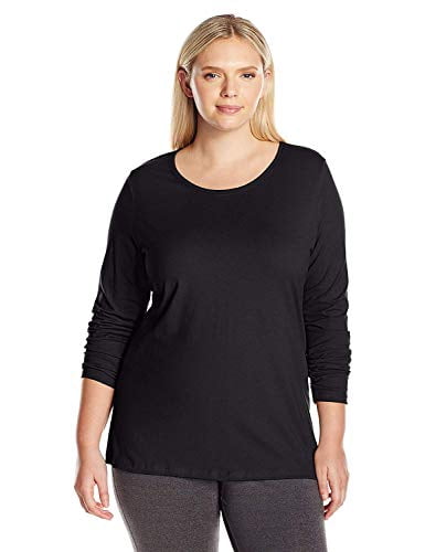 Just My Size Tee-Shirt Manches Longues Grande Taille pour Femmes, Ébène, 4X
