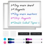 VUSIGN 2 Pack Magnetic Dry Erase Board, 11" x 14" Small Whiteboard, 2 Magnets and 4 Markers