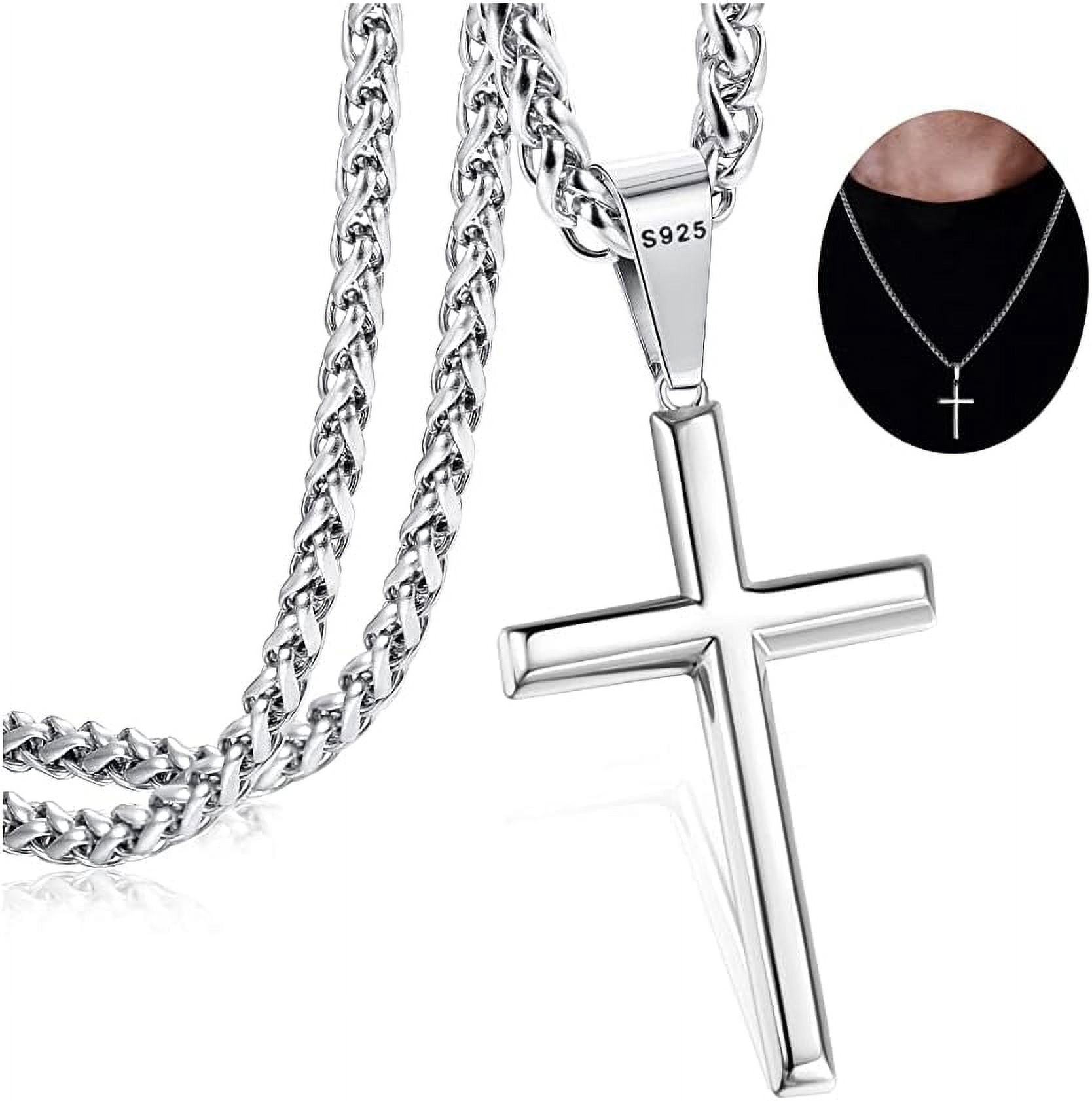 925 Sterling Silver Cross Necklace for Men Women | Strong Durable