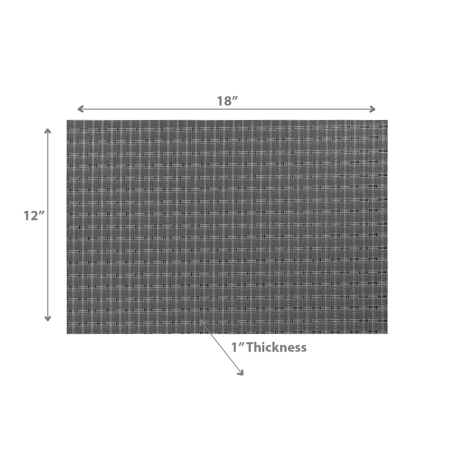 Set De Table En Pvc Tissé Tissage Noir - Lot De 12
