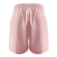 thumbnail image 5 of Jsaierl Shorts for Women Cotton Linen Drawstring Elastic Waisted Straight Wide Leg Lounge Shorts Comfy Solid Color Shorts Plus Size Shorts with Pocket, 5 of 5
