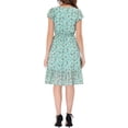 thumbnail image 3 of INSPIRE CHIC Robe pour Femme Florale à Encolure Carrée, Manches Volantées Style Cap, Midi à Volants, Robe d'Invitée de Mariage, m Vert, 3 of 6