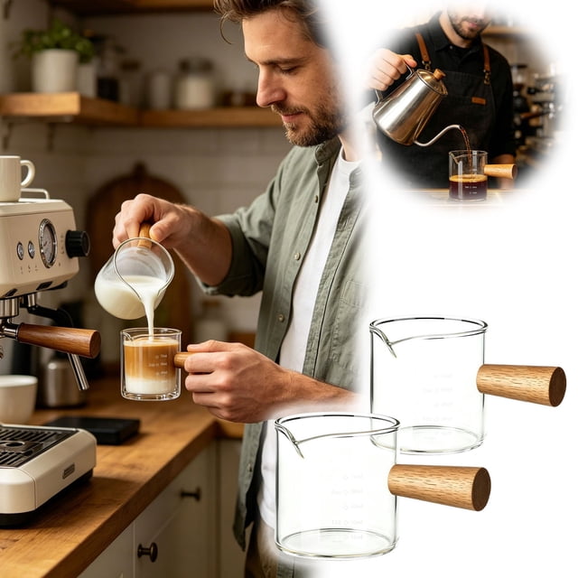 Glass Shot Cup Small Milk Pitcher Coffee Extraction Measuring Beaker