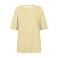 thumbnail image 4 of WEIYLL Womens T Shirts Oversize Sports Summer Solid Tunic Loose With Slits Beige Tees Sizes S, 4 of 4
