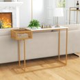 thumbnail image 2 of Gymax Table Console Étroite en Faux Marbre pour Entrée, Table de Sofa avec Panier de Rangement en Fil Métallique, 2 of 10