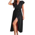 thumbnail image 1 of Robe Portefeuille d'Été pour Femmes Robe Décontractée Aguichant Mode d'Été à Volants à Col en V Portefeuille Fendue Maxi Maxi, 1 of 9