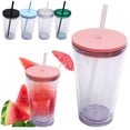 thumbnail image 3 of Transparent Water Cup Clearance! Hilingoto Kitchen Cups, Classic Acrylic Tumbler with Lid and | 16Oz Premium Insulated Iced Coffee Cups Double Wall Reusable Plastic Cups Clear 1 Pack, 3 of 7