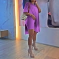 thumbnail image 1 of Pxiakgy Ensemble Deux Pièces pour Femmes Manches Courtes Décontracté Basique Shorts Violet + L, 1 of 4