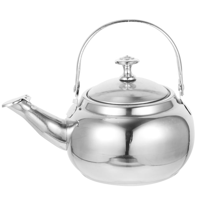 CUITING Whistling Tea Kettle for Stove Top made of stainless steel with a polished silver finish. Features a rounded body, curved spout, and a hinged handle with a decorative lid knob. Suitable for induction cookers and gas stoves, ideal for boiling water, tea, coffee, or milk. A versatile addition to kitchenware and cookware collections.