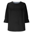 thumbnail image 3 of Plebaso Womens Summer Tops Ruffle 3/4 Length Sleeve Round Neck Shirts Pleated Casual Loose Tunic Blouses, 3 of 6