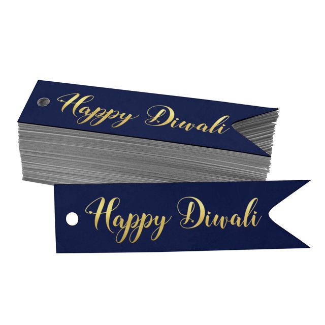 Inkdotpot Real Gold Foil Happy Diwali Tags Favor Hang Paper Tags 100 Pieces