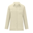 thumbnail image 3 of QIPOPIQ Chemise en Bambou Coton Lin Col en V Boutonnée Manches Longues/en Rouleau Blouse de Travail Décontractée à Col en Solde, 3 of 5