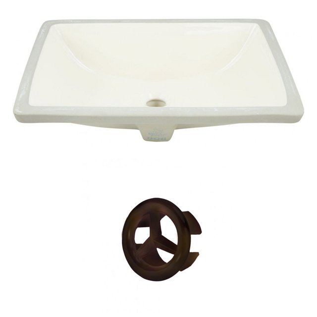 18.25-in. W CUPC Rectangle Bathroom Undermount Sink Set In Biscuit - Oil Rubbed Bronze Hardware AI-20476